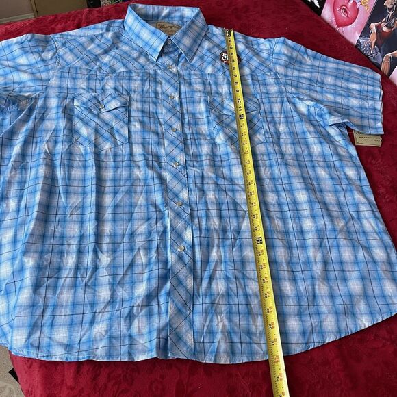 Wrangler Blue Plaid Casual Button Down Shirt - Picture 5 of 6